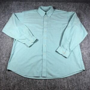 L.L.Bean Shirt Mens XL Mint Teal Traditional Fit Button-Down Cotton‎ Long Sleeve